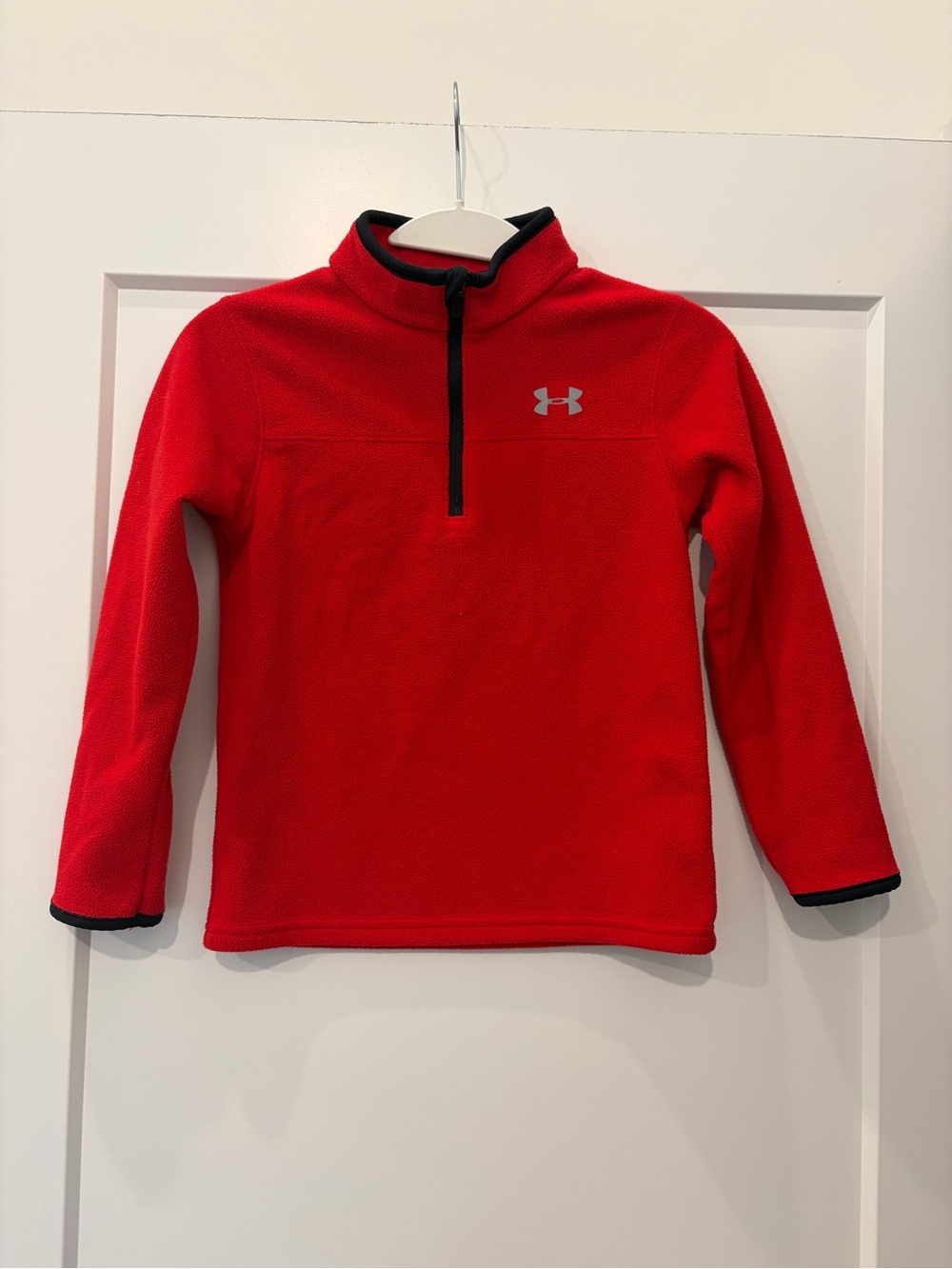 Under Armour Kids Red Quarter-Zip Fleece with Black Trim 6